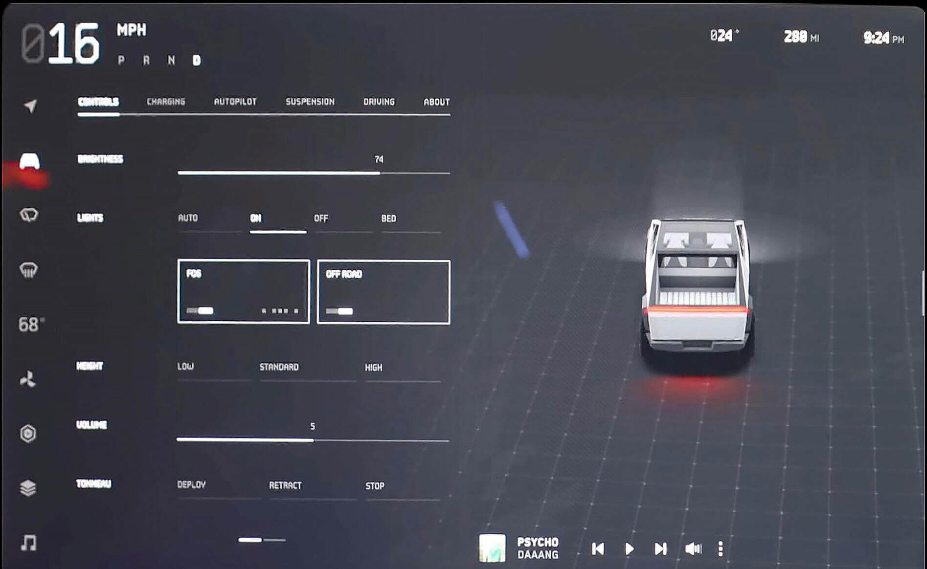 Режим «OFF ROAD» вже налаштований в прототипі Cybertruck